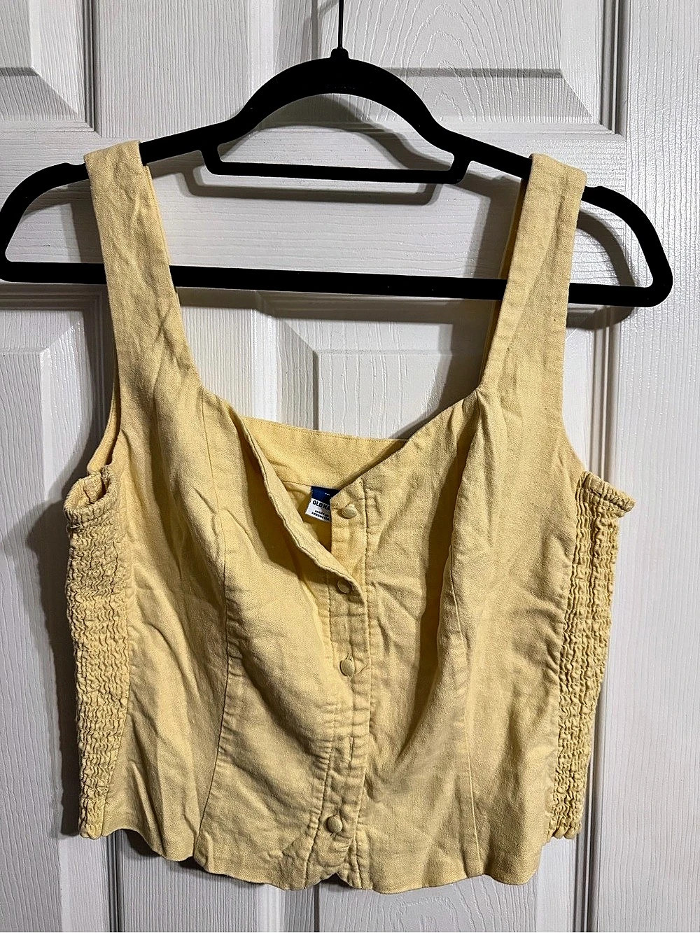 Old Navy Button-Front Linen-Blend Vest Yellow Size Medium